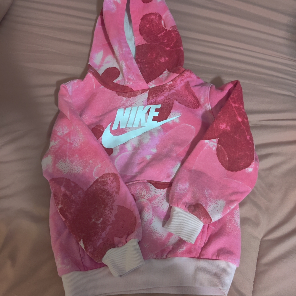 Nike Kids' Pink Heart Graphic Hoodie